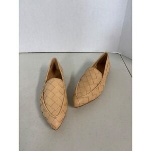 JustFab Ramsey Tan Woven Pointed Toe Loafers Womens 8.5 Nude Basketweave Flats